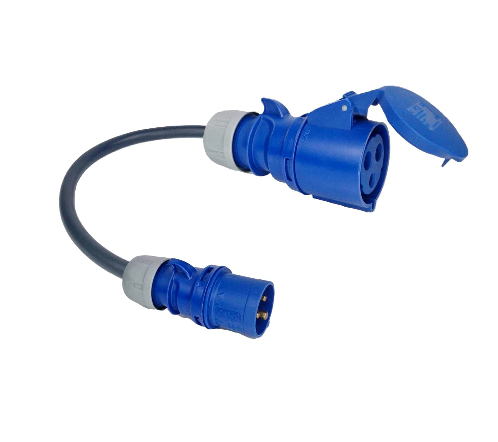 ADAPTADOR CEE 32A MONOFÁSICO - (7.4KW) FÊMEA - CEE 16A MONOFÁSICO - (3.7KW) MACHO