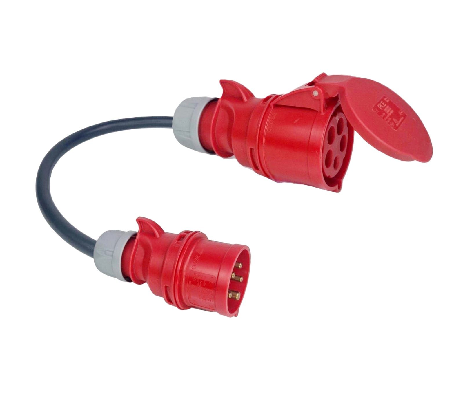 ADAPTADOR CEE 32A TRIFÁSICO - (22KW) FEMÊA - CEE 16A TRIFÁSICO - (11KW) MACHO