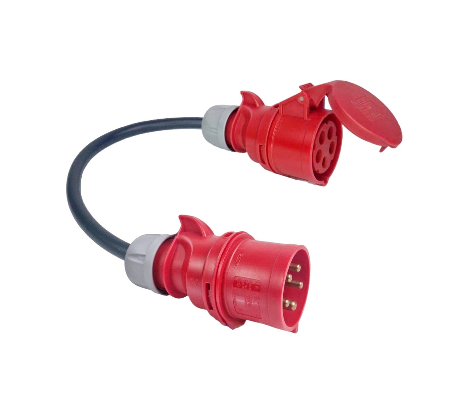 ADAPTADOR CEE 16A TRIFÁSICO - (11KW) FÊMEA - CEE 32A TRIFÁSICO - (22KW) MACHO