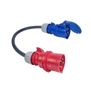 ADAPTARDOR CEE 16A MONOFÁSICO - (3.7KW) FÊMEA - CEE 32A TRIFÁSICO - (22KW) MACHO