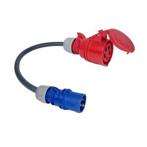 ADAPTADOR CEE 16A TRIFÁSICO - (11KW) FEMÊA - CEE 16A MONOFÁSICO - (3.7KW) MACHO